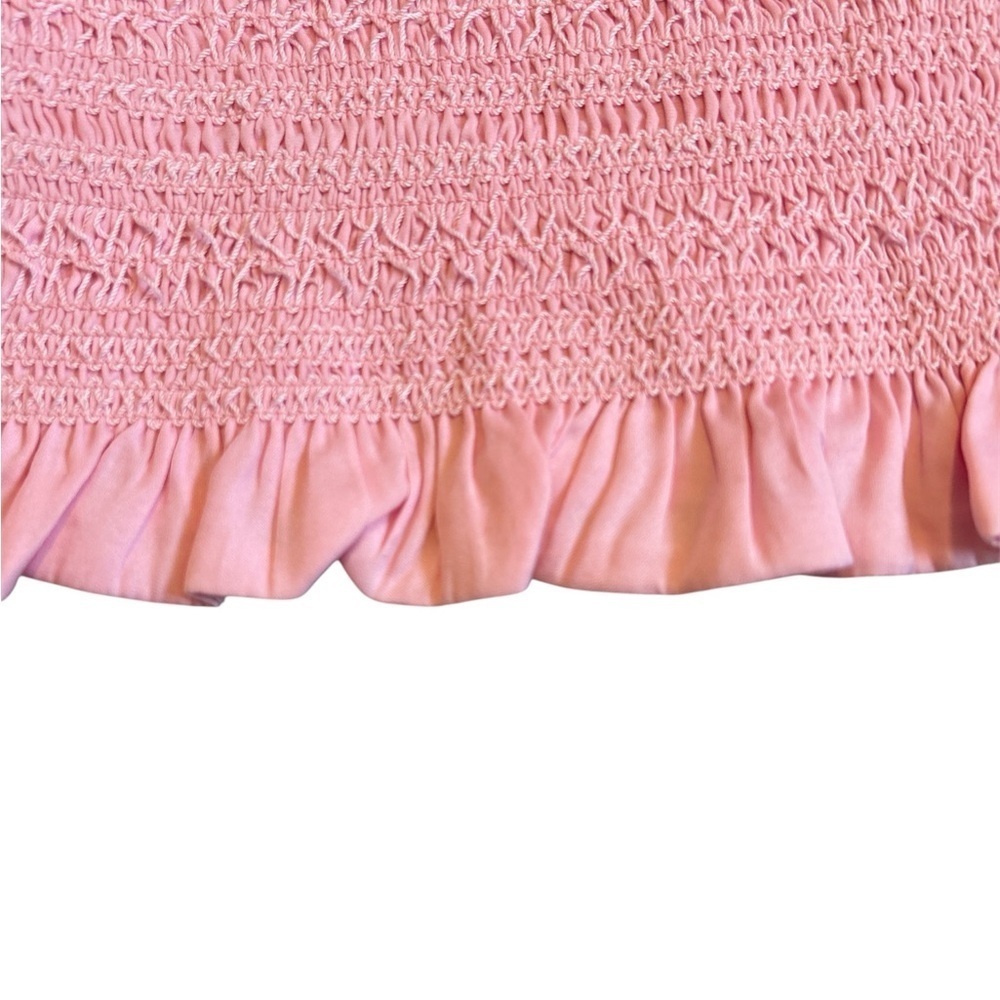 dolan Smocked Puff Sleeve Cropped Pink Blouse Shirt Small - Picture 5 of 7